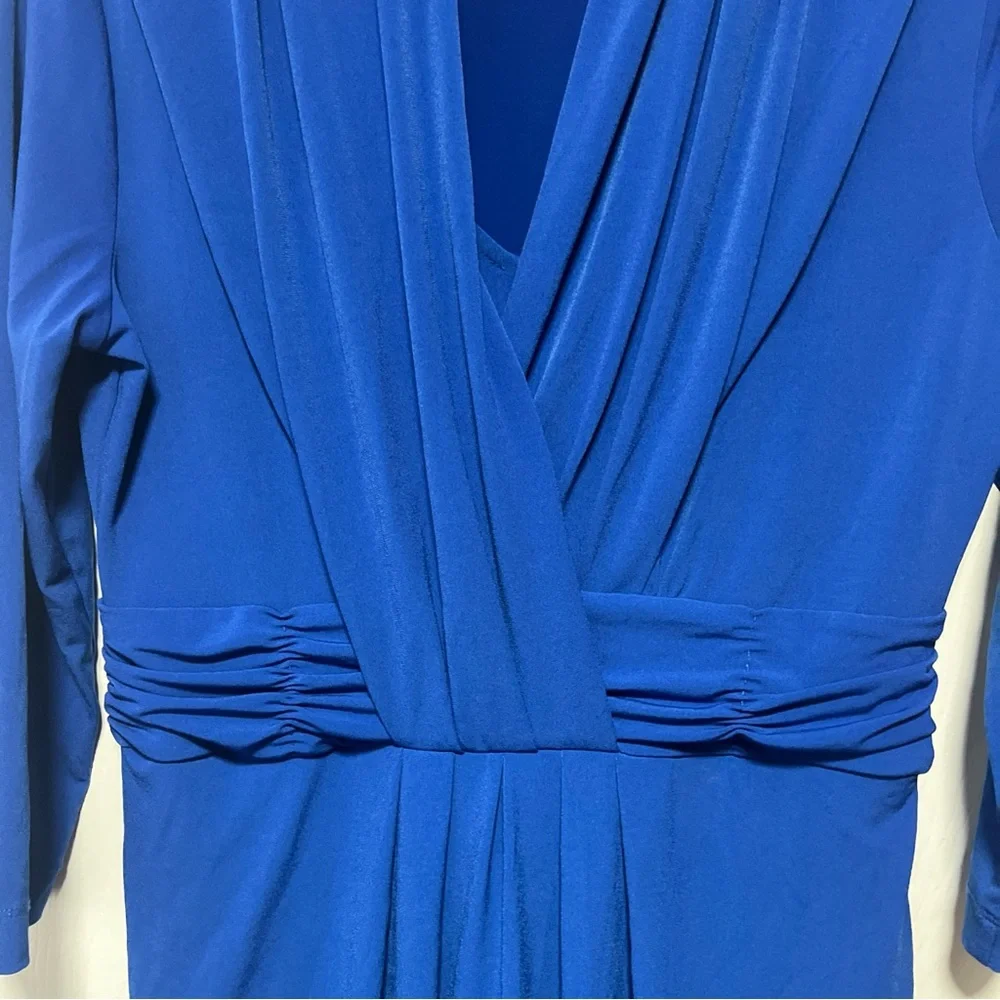 Chadwicks Classic Blue Mid Length Sleeved Criss Cross Dress Sz 8 - Picture 4 of 8